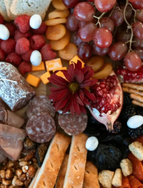 Charcuterie display arranged in charcuterie workshop