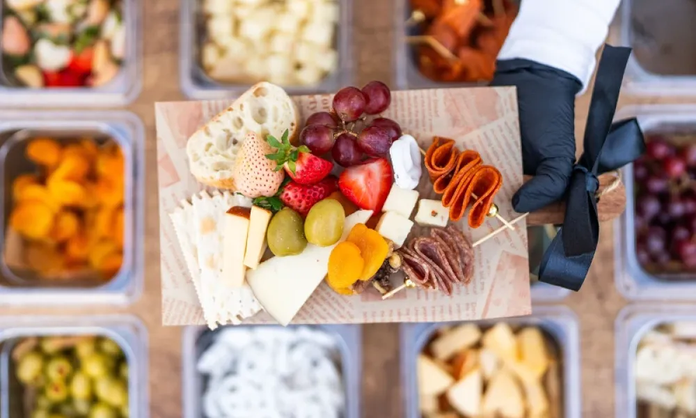 charcuterie cart close-up at NYC party