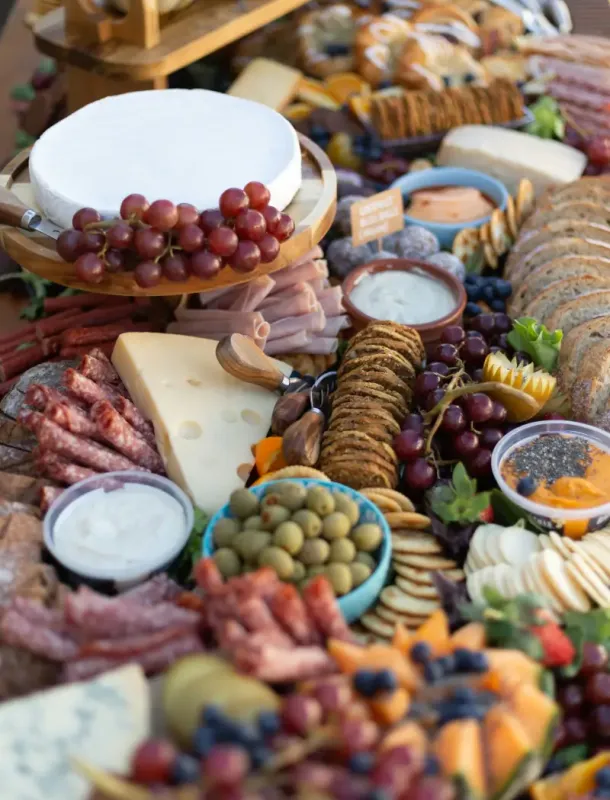 Table showing arrangement at end of charcuterie class